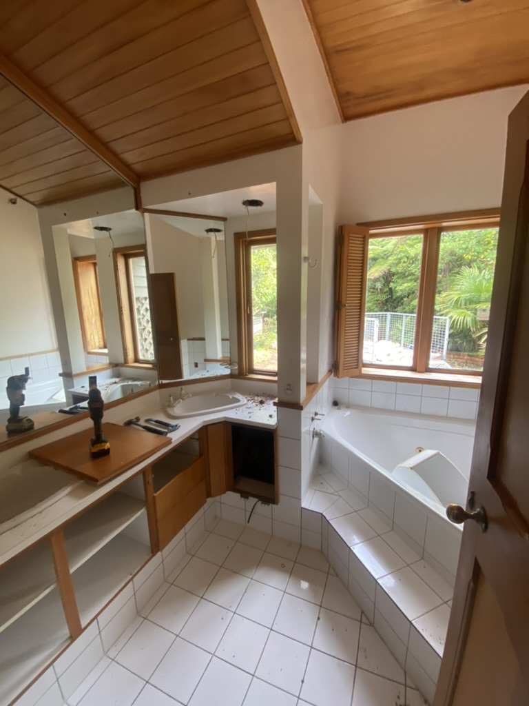Old small bathroom with outdated features